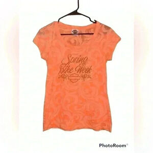 Harley Davidson Orange Bike Week Shirt Women’s Size Large